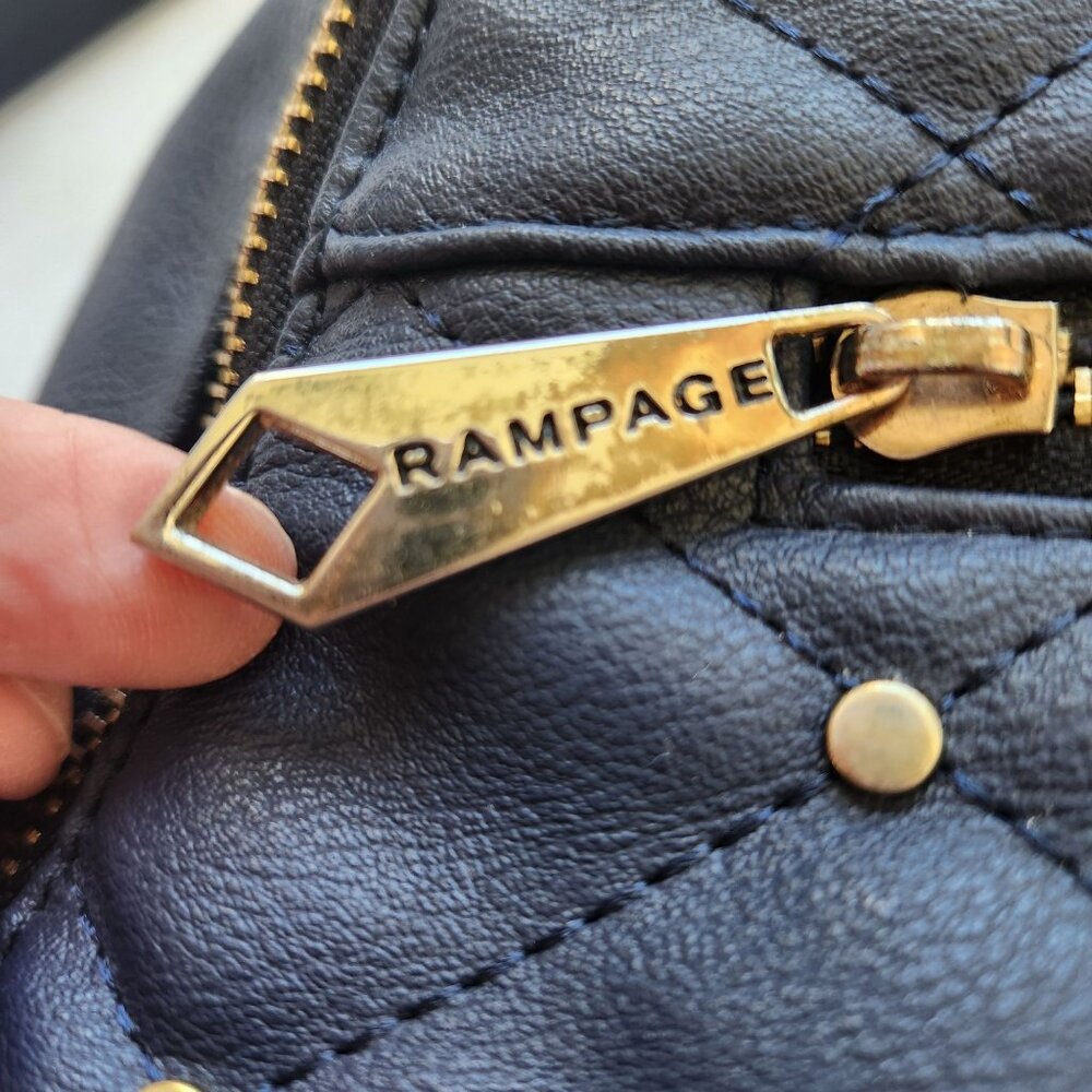 Rampage Navy Quilted Studded Faux Leather Mini Backpack Y2K Retro Cute Glam - Picture 6 of 9